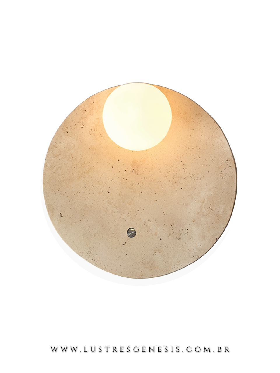 Arandela Grande em Pedra Natural Travertino e Globo G9